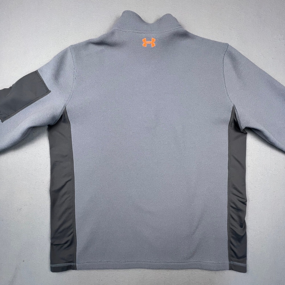 Under Armour Quarter Zip Pullover Mens 2XL Grey Orange Athletic Fleece Gym Top - Picture 12 of 15